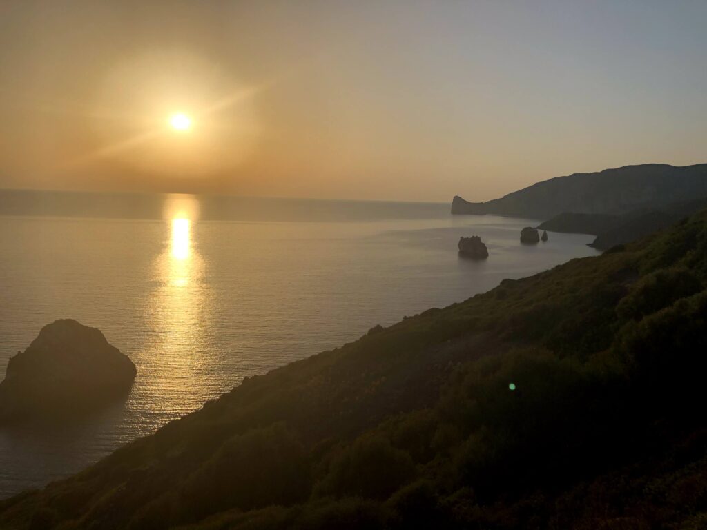 il tramonto dal Belvedere di Nebida